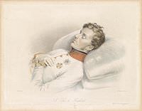 Il duca di Reichstadt sul suo letto di morte, disegno di Franz Xaver Stöber 