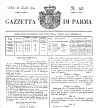 Annuncio della morte del re di Roma sulla Gazzetta di Parma del 28 luglio 1832 