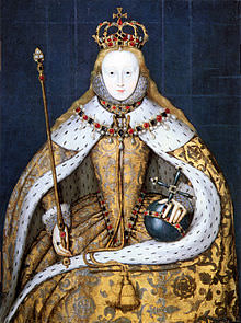La regina Elisabetta nel giorno della sua incoronazione. Il ritratto è del primo decennio del XVII secolo ed è una copia dell'originale del 1559, andato perduto. 