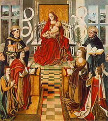 Madonna dei Re Cattolici, pittura del 1490-95; Ferdinando II ed il principe Giovanni alla destra della Madonna e Isabella alla sinistra.