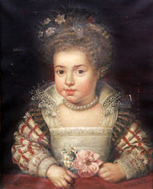 La principessa Enrichetta Maria ritratta all'età di due anni da Frans Pourbus il Giovane. 
