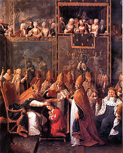 L'incoronazione di Luigi XV nella Cattedrale di Reims. 