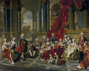 Ritratto della famiglia di Filippo V eseguito da Louis-Michel van Loo. 