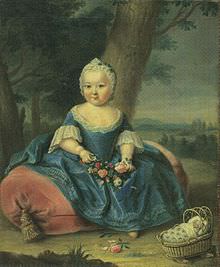 Maria Teresa a tre anni nel giardino del palazzo di Hofburg. 