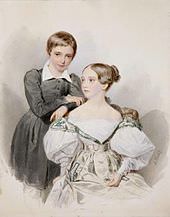 Alessandro, ragazzo, con la sorella Marija nel 1830 circa.