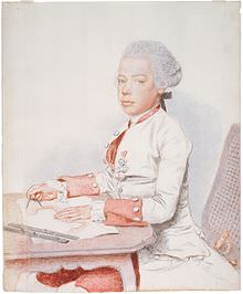 Leopoldo da giovane in una stampa dipinta da Jean-Étienne Liotard, 1762. 